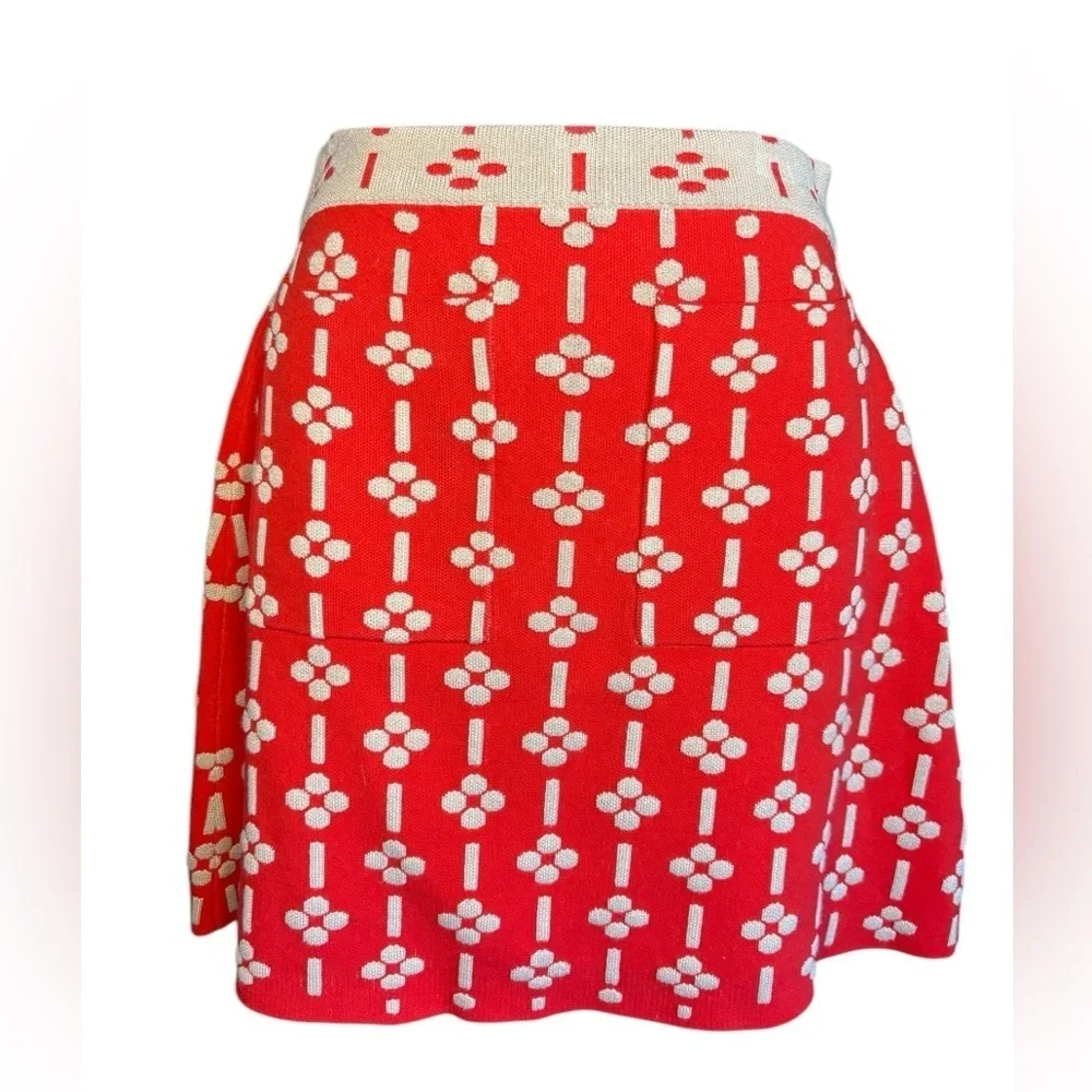 Maeve Anthropologie women’s Quant 
Skirt orange red tan floral sweater material - Picture 6 of 12